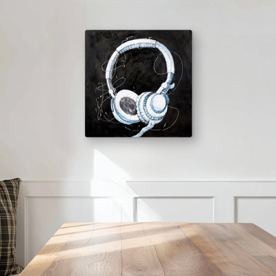 Headphones - Blue Object Metal Print for Home Decor | Stylish Art