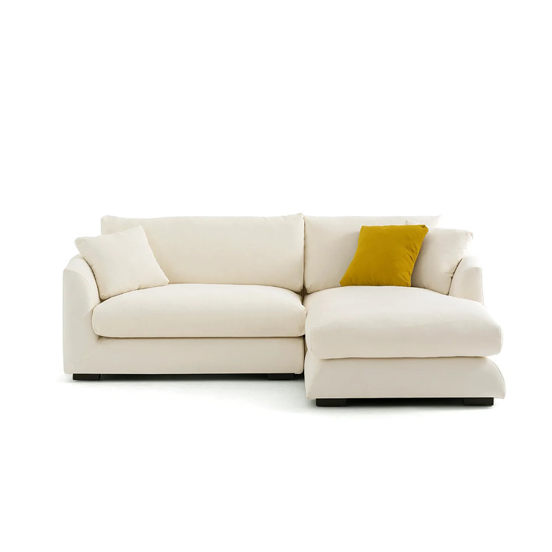 Canapé modulaire Dedi, Mélange de lin blanc, Accoudoir à droite (vu de face)