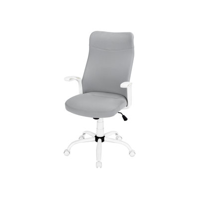 Office Chair With Comfortable , Grey Mesh And White Metal, 360-Degree Swivel Option Modern Chair, Ergonomic Design, Seat