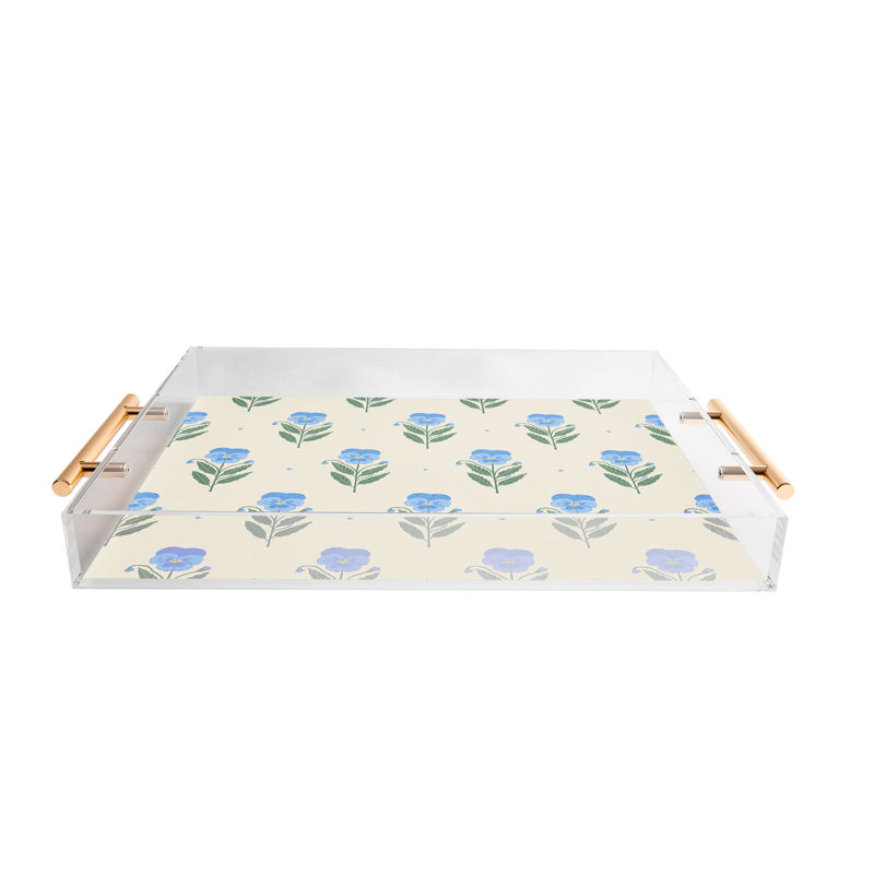 Plateau en acrylique Cassidy Rae Marietta, Floral, Crème, crème