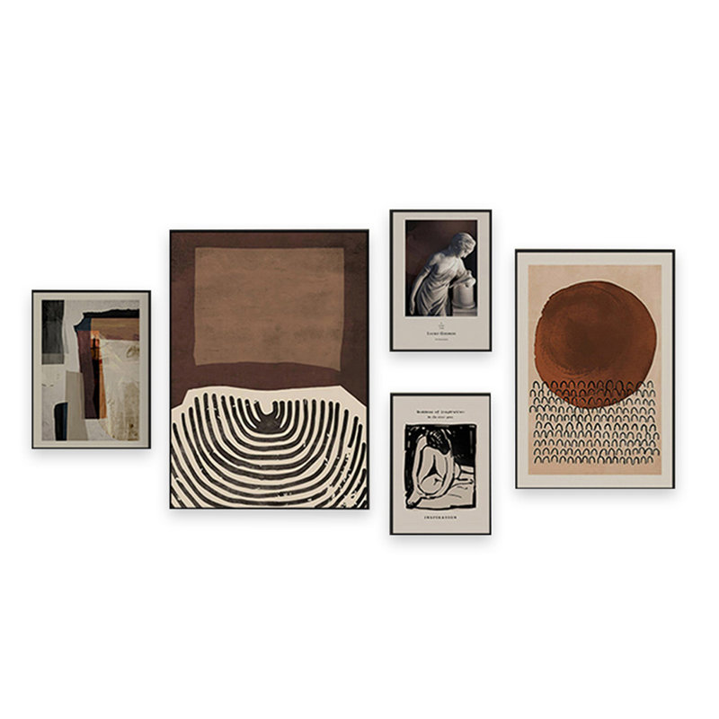 Art mural brun pour cinq pièces, H 27,56 po x l 19,69 po