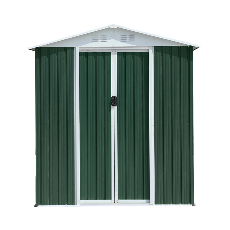 Outdoor Garden Shed With 6Ftx4ft Apex Roof, Metal Frame, And Sliding Door For Bicycle Equipment Storage Aluminum Alloy Construction, Tool
