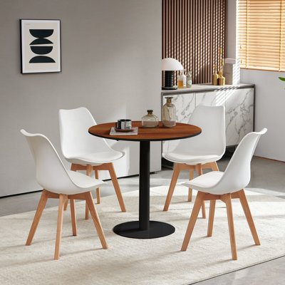 Compact 5-Piece Dining Table Set, Round Table With 4 Plastic Dining Chair