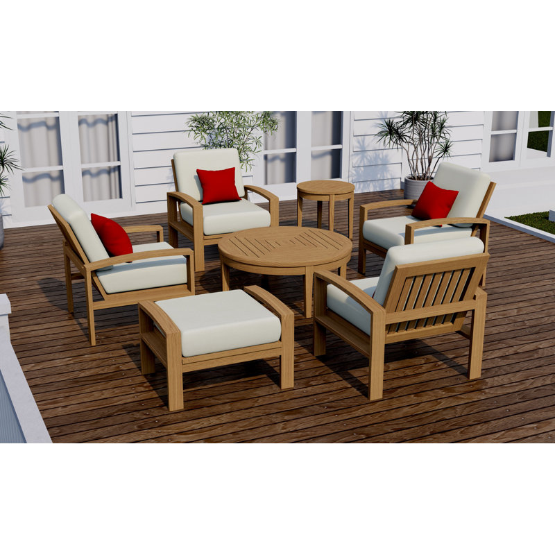 Ensemble de chaises longues en bois de teck 7 pièces Teakstation