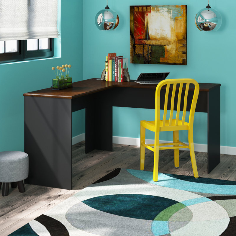 Bureau en forme de L Donegal, Cerise / gris ardoise