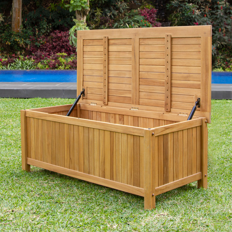 Coffre de terrasse en teck massif Summerton, H 18,25 po x l 48 po x P 23,5 po
