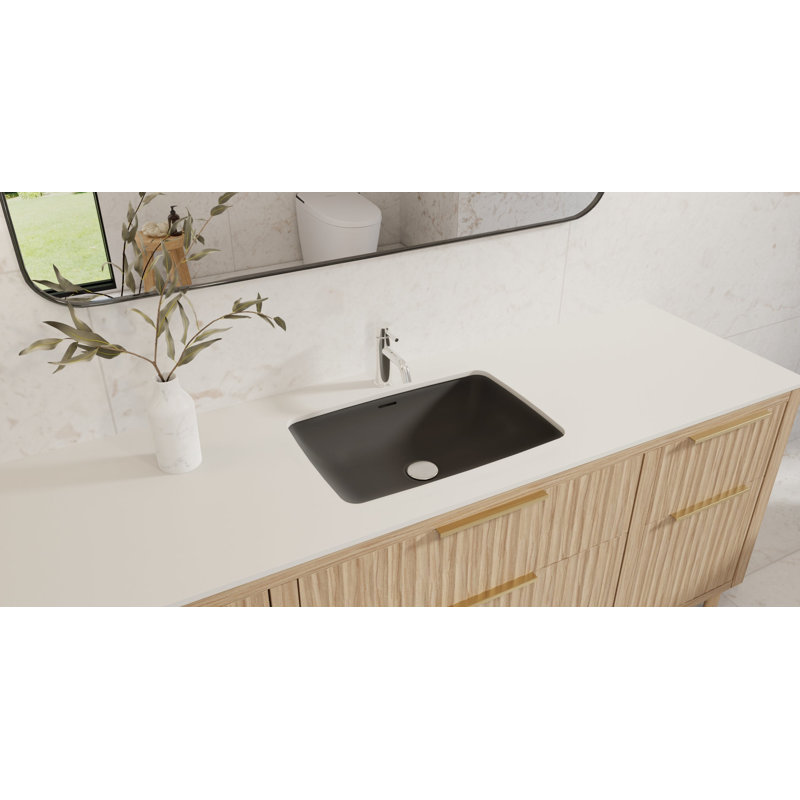 Lavabo de salle de bain encastrable en résine noire mate 23,6 po x 16,4 po Badeloft UB-01-MBLK, Matte Black