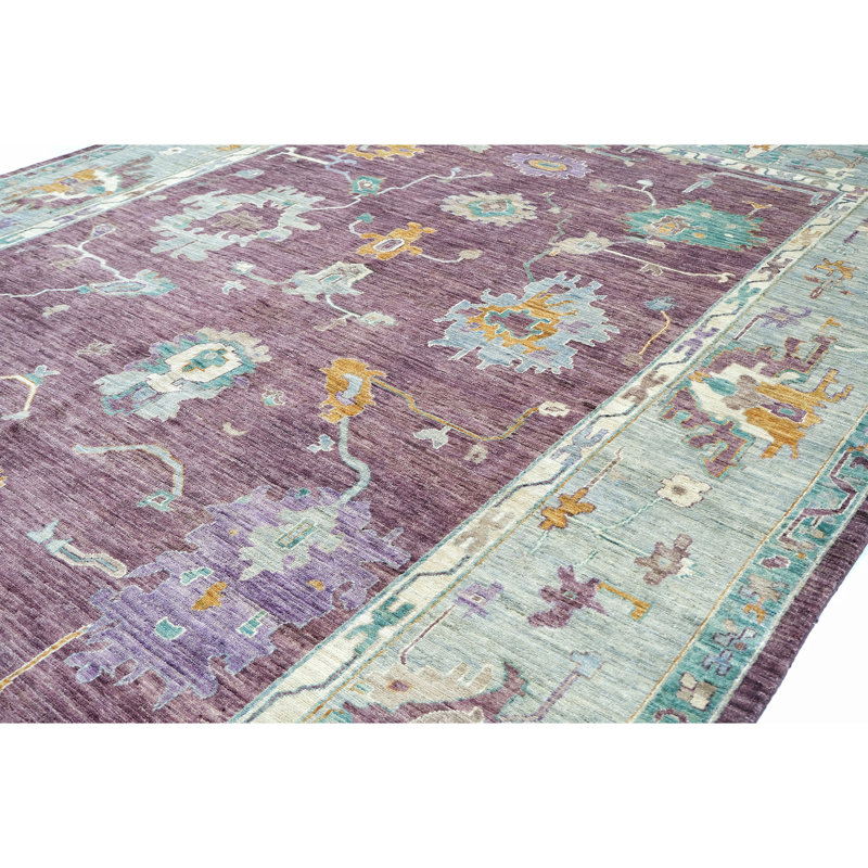 Hand Knotted Wool Area Rug in Blue And Brown