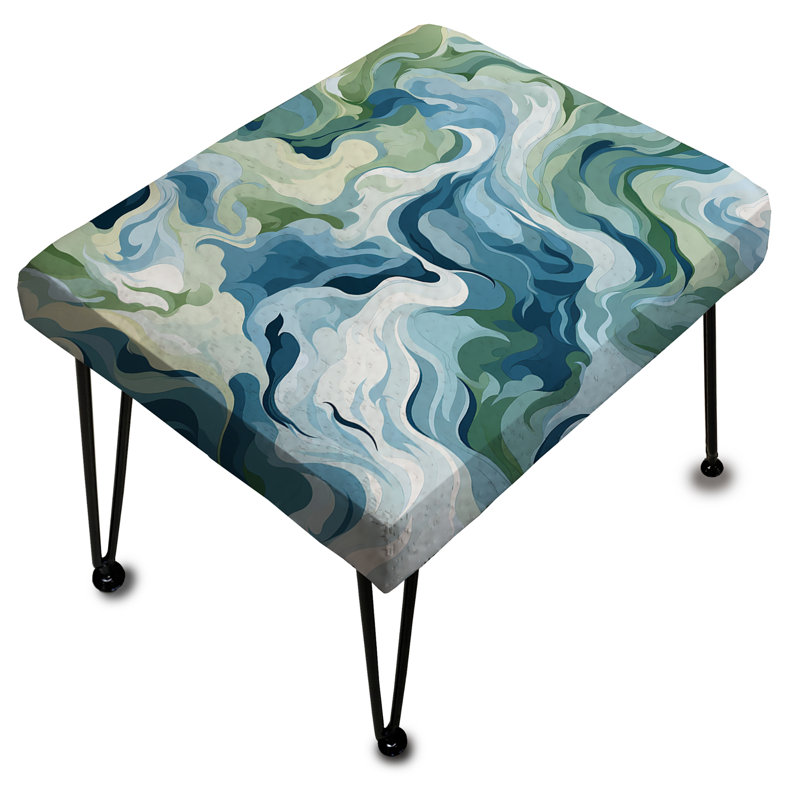 Repose-pieds bleu éthéré camouflage abstrait rectangulaire