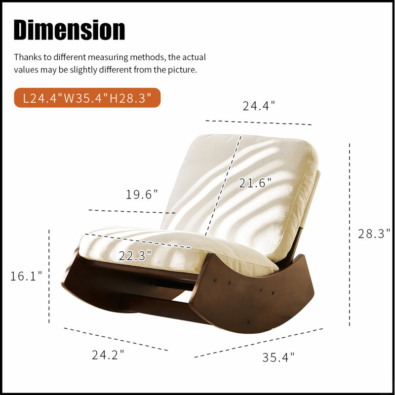 Chaise berçante confortable, revêtement de haute qualité, structure en bois massif, parfaite pour la chambre à coucher, le salon et la chambre de bébé