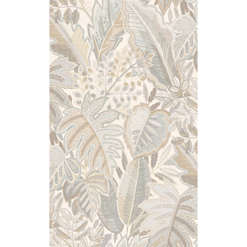 Papier peint feuilles de fourrure tropical, Blanc