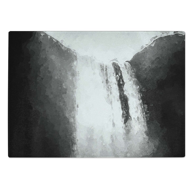 Tempered Glass Skogafoss Waterfall Iceland Chopping Board, 39 cm W x 28.5 cm L
