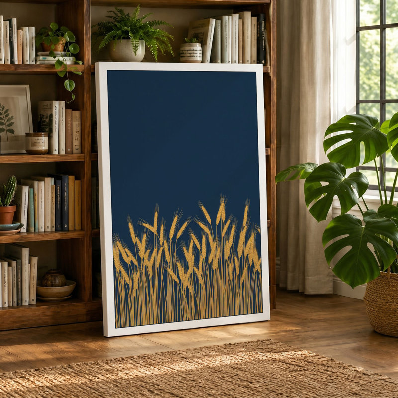 Golden Wheat Fields Minimalist - Wrapped Canvas, 18x12 - 45.7 x 30.5 cm, Ochre Border
