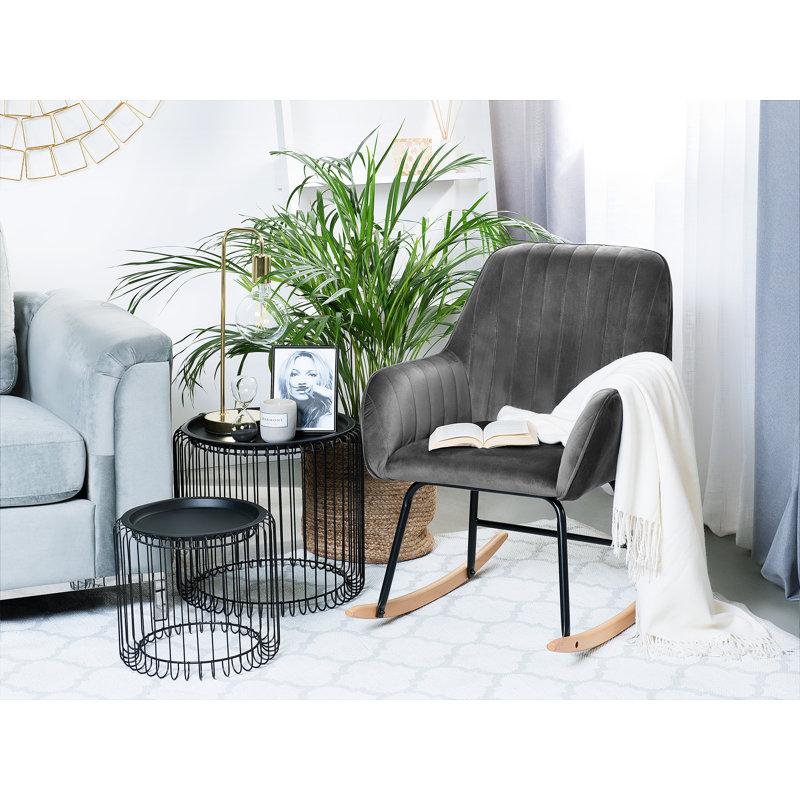 Ines Upholstered Rocking Chair, Grey