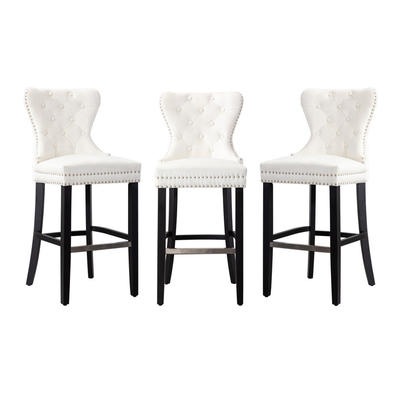 Tabouret de bar et de comptoir Kirsten, Blanc, Tabouret de bar (siège d'une hauteur de 29 po), Noir