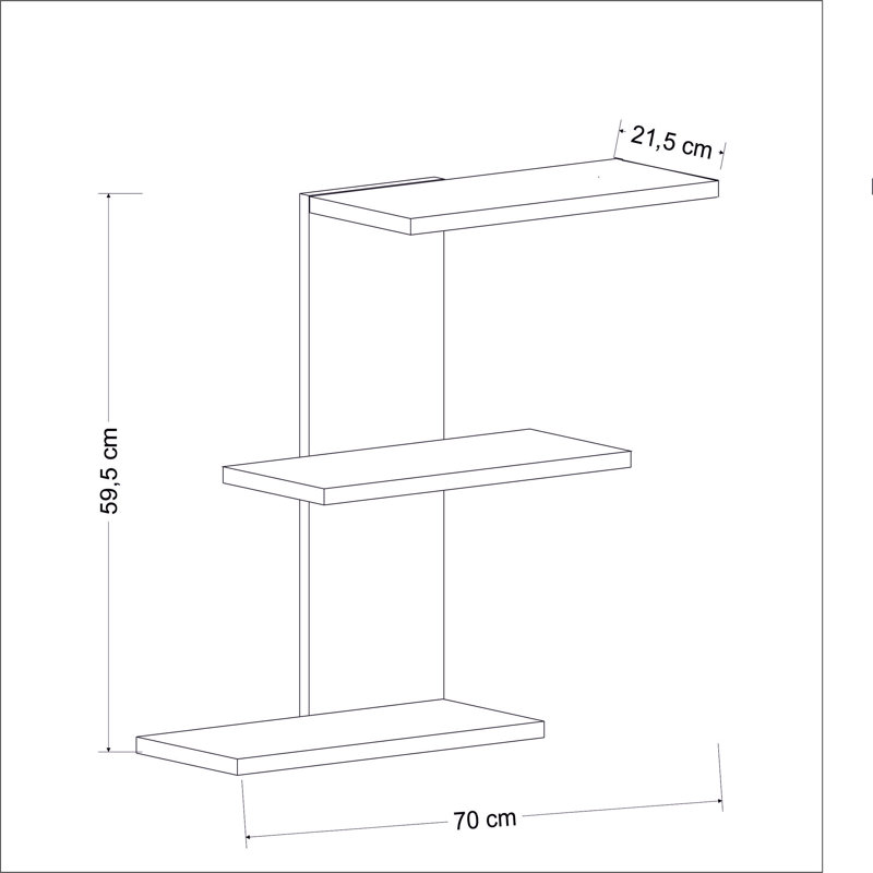 Tajik 3 Piece Tiered Shelf, Oak