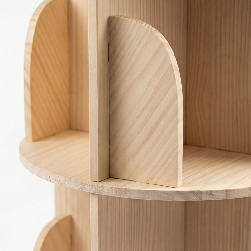 Bibliothèque rotative à 4 niveaux, bibliothèque sur pied ronde avec rangement pivotant à 360 °