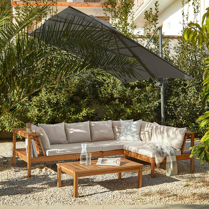 Collinward 240cm Wide Outdoor, Lean Over Umbrella Grey, Natural