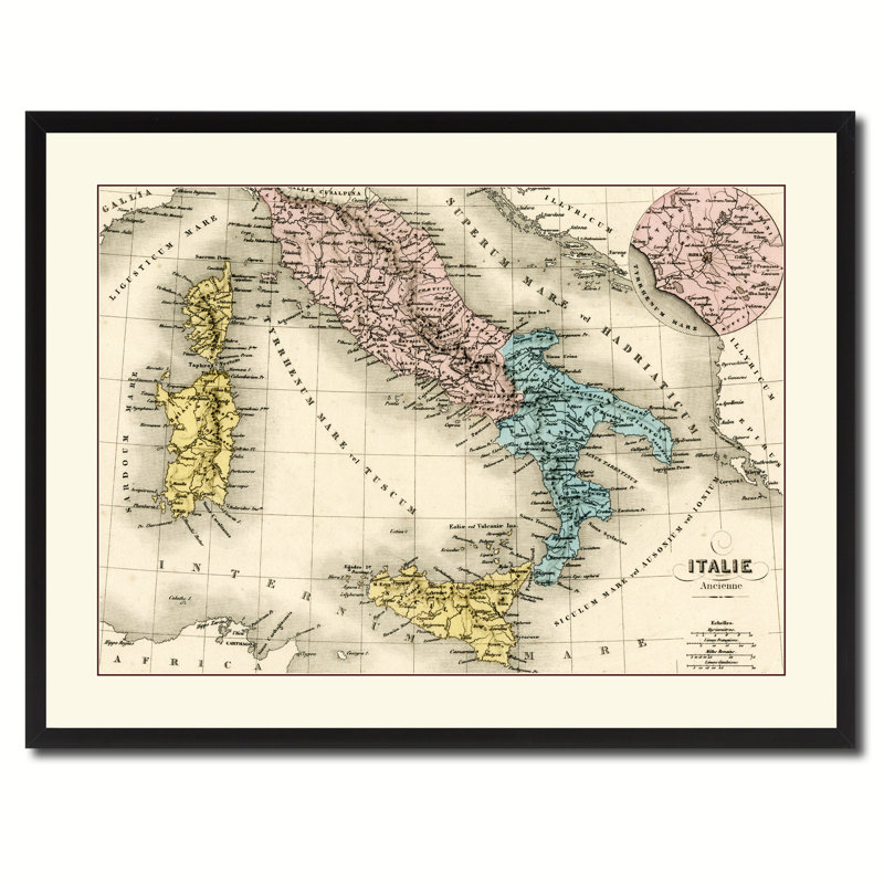 Italie, Italie, carte antique rétro, art mural 28 x 37