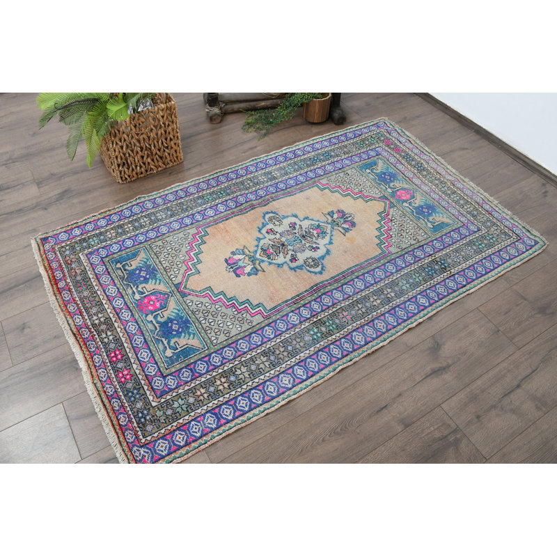 Tapis décoratif en laine bleu 40,9 x 65 po