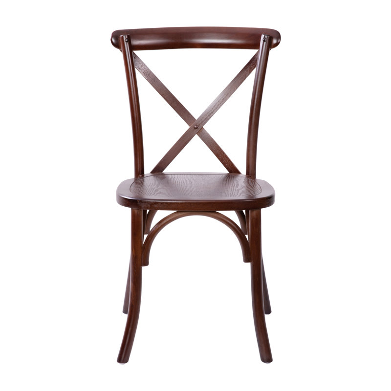 Arquit Stackable Cross-Back Wooden Bistro Chair, Walnut, 1