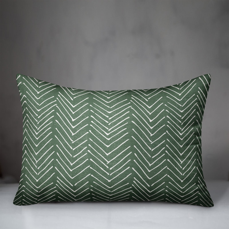  Scribble 16 Outdoor Rectangular Pillow Cover & Insert, Green