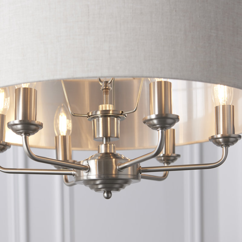 Landover 6 - Light Drum Chandelier, Brushed Chrome, Natural