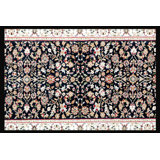 Hand-Knotted High-Quality Black and Beige Runner