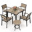 Loddon Aluminum Outdoor Patio Dining Set with Dining Table, Small Side Table and Stackable Chairs-2062317909-2062317908