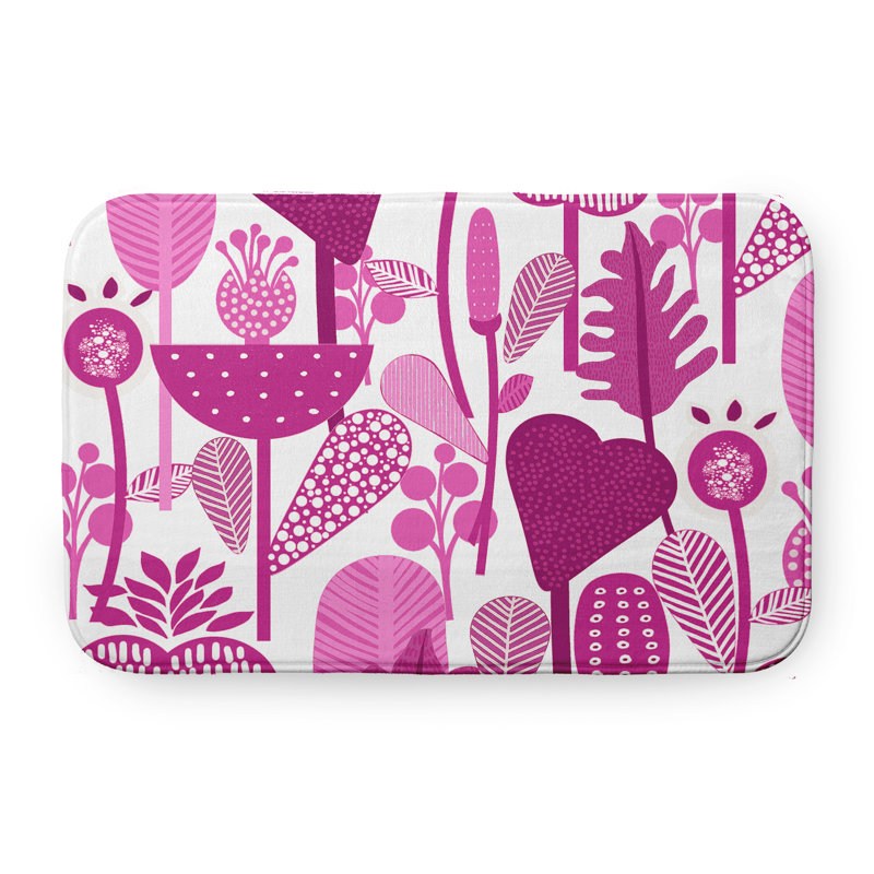 Tapis de bain Botanical Blooms, L 17 po x L 24 po, Rose