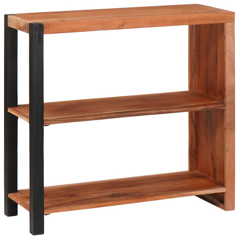 Bookshelf Solid Acacia Wood Modern Home Library Unit Bookshelves, (2 Shelves) 75cm H x 80cm W x 30cm D