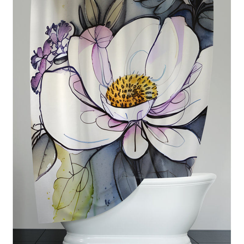 Rideau de douche à motif floral Golva, H 72 po x l 70 po