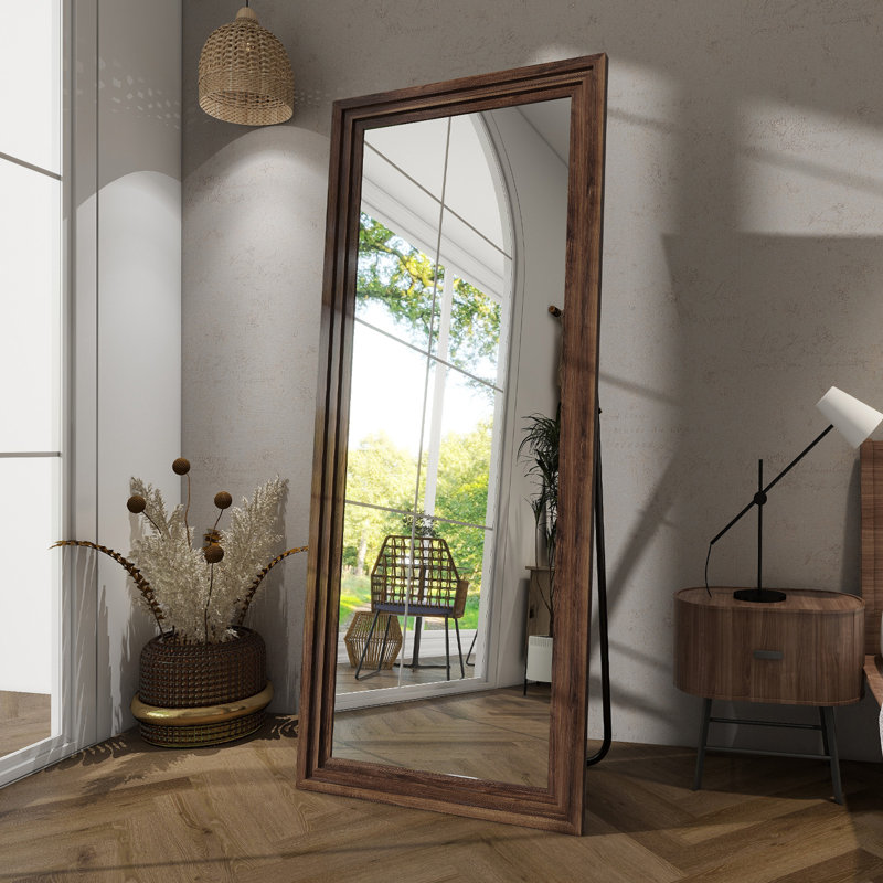Arandip Solid Wood Full Length Mirror, 64" x 21", Brown