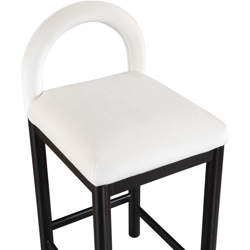 Tabouret de comptoir Conrad, Siège velours crème / cadre noir