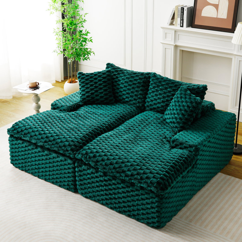 Chaise longue double en velours Turtle