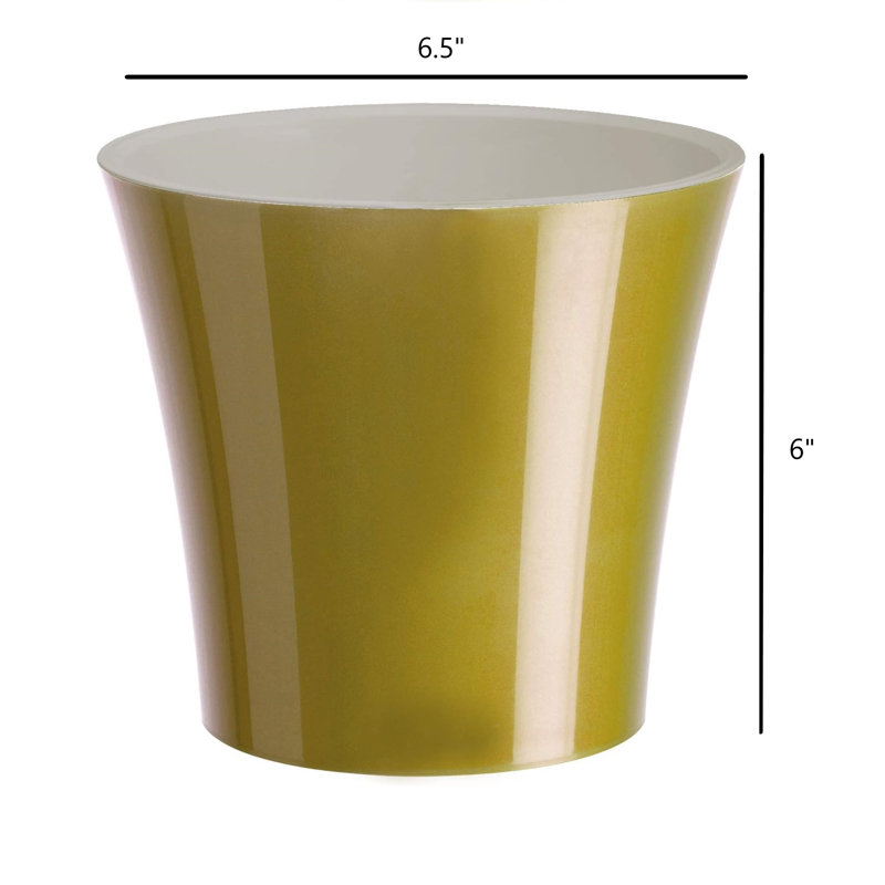 Lilabai Pot Planter, 6" H x 6.5" W x 6.5" D, Green/White