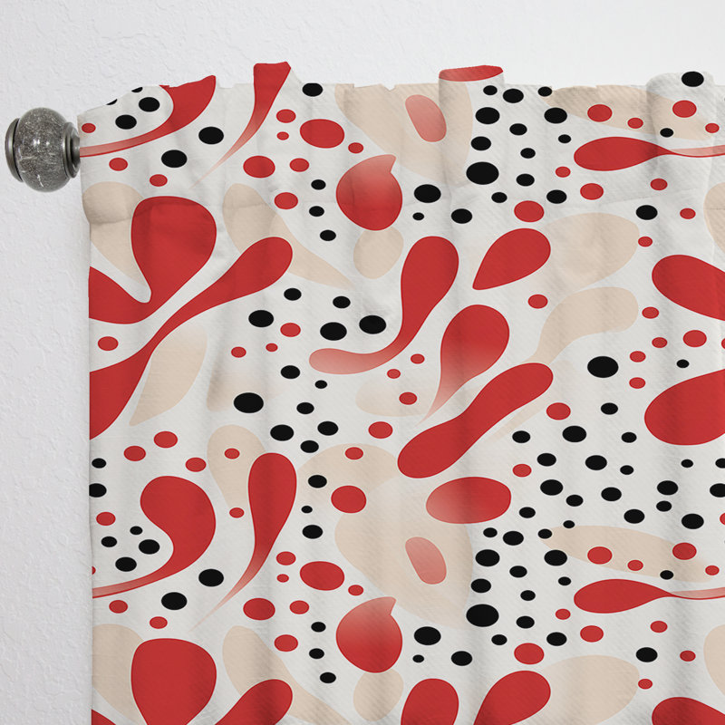 Motif à pois rouge et blanc - Rideau abstrait - Rideau abstrait obscurcissant - 1 panneau, L 52 po x L 63 po