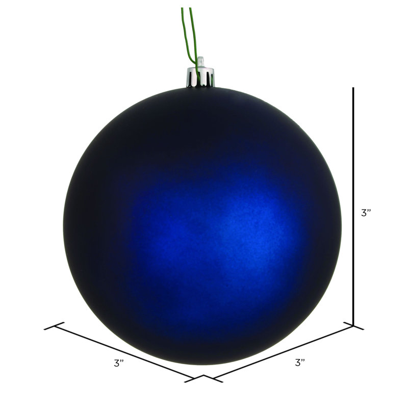 Holiday Décor Ball Ornament, Midnight Blue Matte, 3" H x 3" W x 3" D