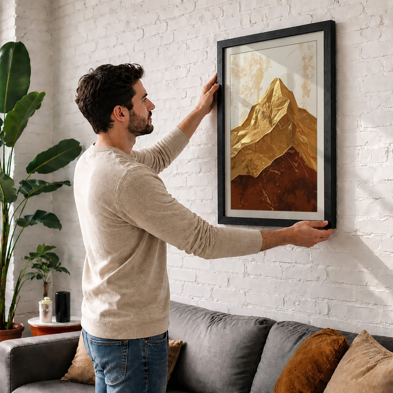 Golden Peak Rustic - Framed Print, A1 - 84.1 x 59.4 cm, Oak