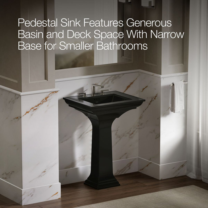 Memoirs® Stately 24" Pedestal Bathroom Sink with 4" Centerset Faucet Holes, Black, 8" Centers, 34.75" H x 20.5" W x 24.5" L