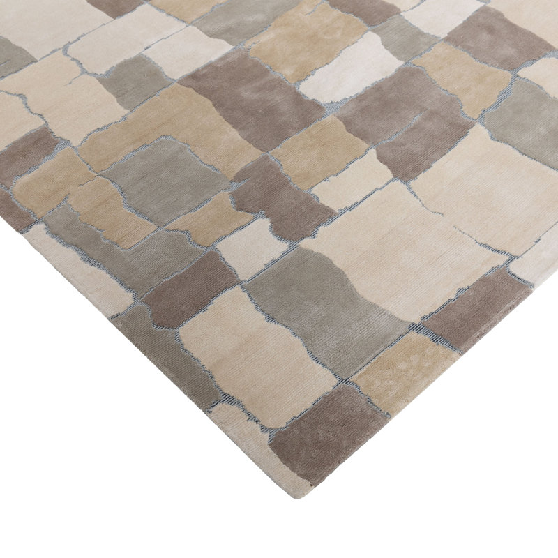 Natural Contemporary Silk Metal Blend Rug, Rectangle 6' x 9'