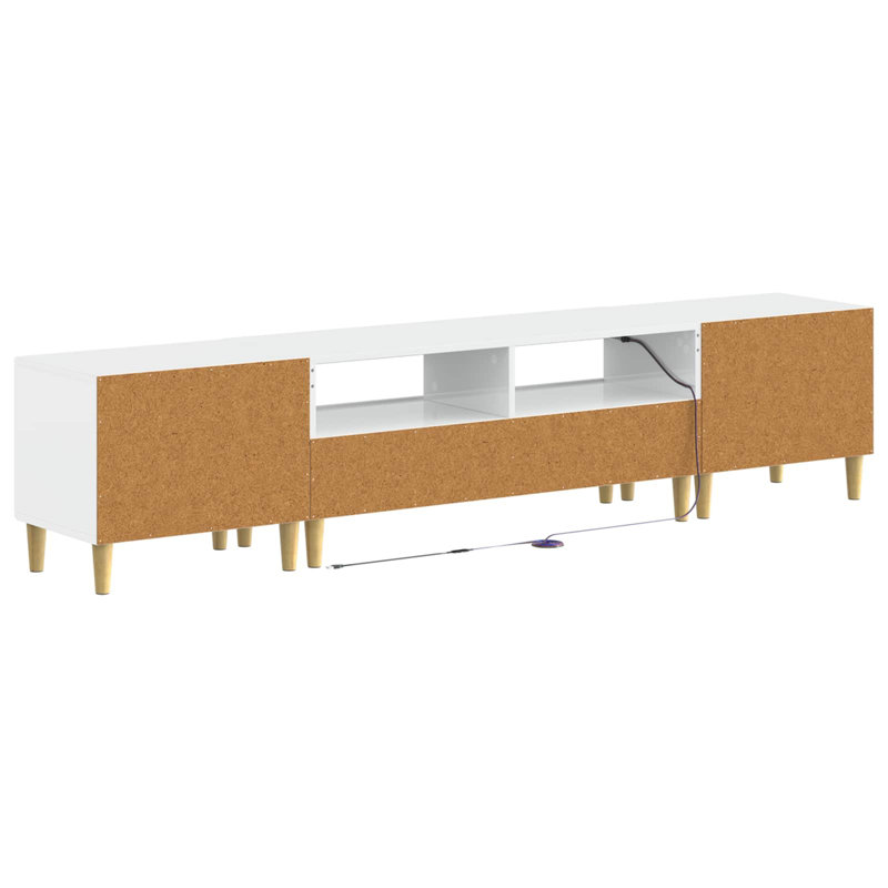 TV Stand, 43cm H x 198cm W x 35cm D, High Gloss White
