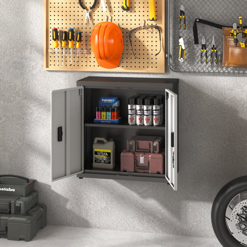Armoire de rangement en métal pour outils avec 2 portes et serrure