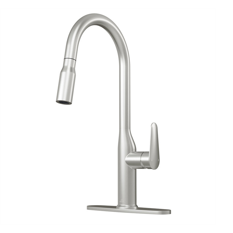 CASAINC Single-Handle Pull-Down Kitchen Faucet Single Hole Faucet, Brushed Nickel