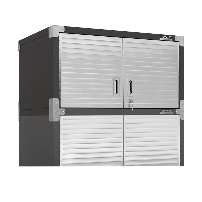 Seville Classics UltraHD Double Door Stacking Wall Cabinet, 36" W x 24" D x 18" H, Graphite