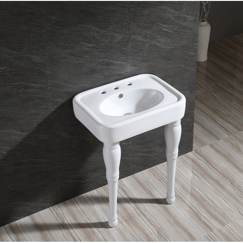 Kingston Brass Derrah 26-Inch Ceramic Console Sink and Legs (8-Inch, 3-Hole)