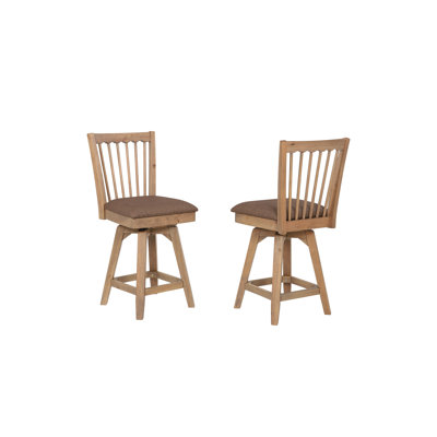 Solid Wood Spindle Back Swivel Bar Stool
