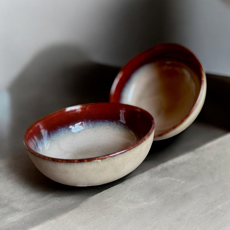 Reactive Glaze Noodle Bowl Dish Set of 2, size medium