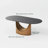 Modern Minimalist Oval Dining Table with Sintered Stone Tabletop & U-Shaped Leg for 6 to 8, Perfect for Kitchen and Living Room-1254452011-1254452009