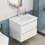 Meuble-lavabo avec lavabo et 2 grands tiroirs, système de fermeture en douceur